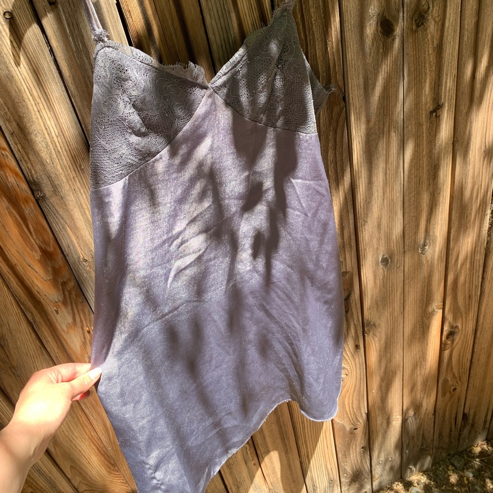 Grey lace slip dress
